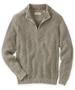 QUARTER ZIP MOCK NECK COTTON SWEATER, STONE