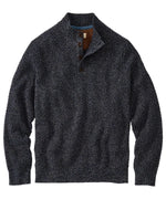 MOCK NECK CHENILLE SWEATER, 4 BUTTON NAVY MIX