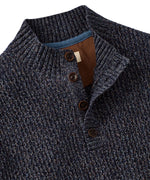MOCK NECK CHENILLE SWEATER, 4 BUTTON NAVY MIX