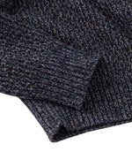 MOCK NECK CHENILLE SWEATER, 4 BUTTON NAVY MIX