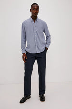 VANCE SHIRT- BLUE HEATHER GRID