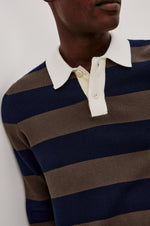 LUTHER SHIRT- NAVY CAROB STRIPE