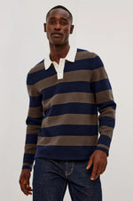 LUTHER SHIRT- NAVY CAROB STRIPE
