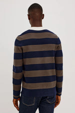 LUTHER SHIRT- NAVY CAROB STRIPE
