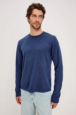 QUENTIN COTTON CASHMERE L/S- HEATHER BLUE
