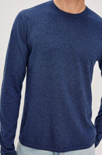 QUENTIN COTTON CASHMERE L/S- HEATHER BLUE