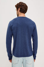 QUENTIN COTTON CASHMERE L/S- HEATHER BLUE