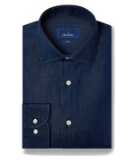 DENIM TWILL SOLID DRESS SHIRT- TRIM