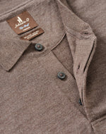 MERINO BLEND LONG SLEEVE POLO - COFFEE