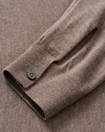 MERINO BLEND LONG SLEEVE POLO - COFFEE