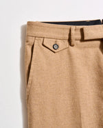 FLANNEL FLAT FRONT TROUSER- TAN HEATHER