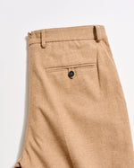 FLANNEL FLAT FRONT TROUSER- TAN HEATHER