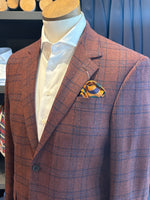 RUSSET & BLUE PLAID COAT