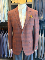 RUSSET & BLUE PLAID COAT