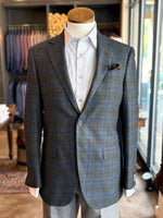 VINTAGE GREY-GREEN PLAID COAT