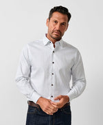 WHITE AND CHOCOLATE NEAT SPORT SHIRT