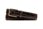 JUSTIN ALLIGATOR GRAIN LEATHER BELT- CHESTNUT