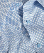 WHITE & BLUE GEO PRINT REGULAR FIT DRESS SHIRT