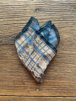 BLUE AND TAN REFLECTIONS POCKET SQUARE