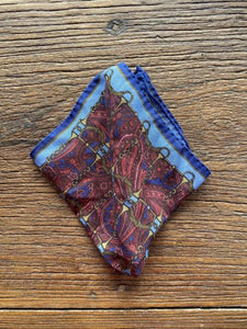 NAVY AND RED HORSE BIT POCKET SQUARE