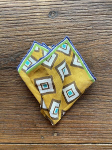 GOLD WITH BROWN AND WHITE SQUARES POCKET SQUARE