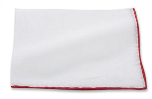 WHITE LINEN WITH RED BORDER POCKET SQUARE